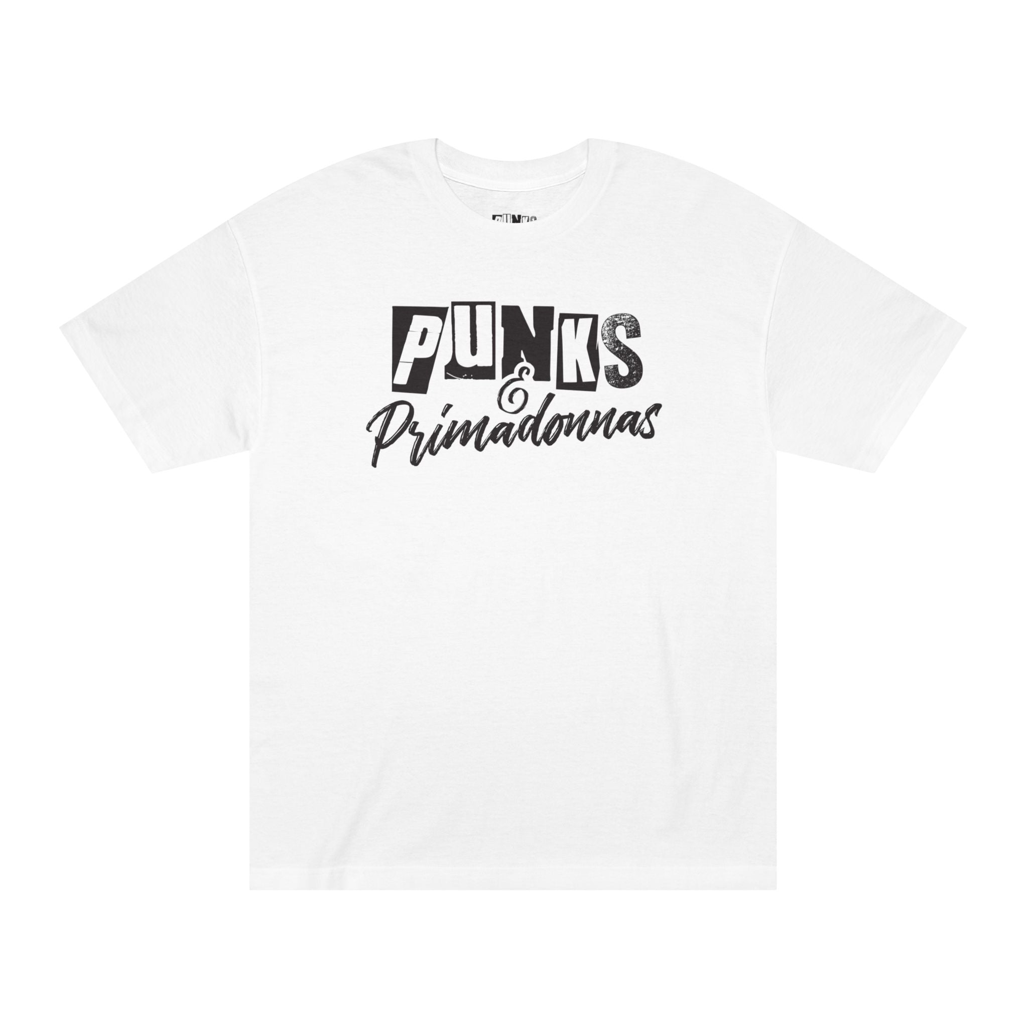 Punks & Primadonnas Graphic Tee — Retro Punk Band Script T-Shirt