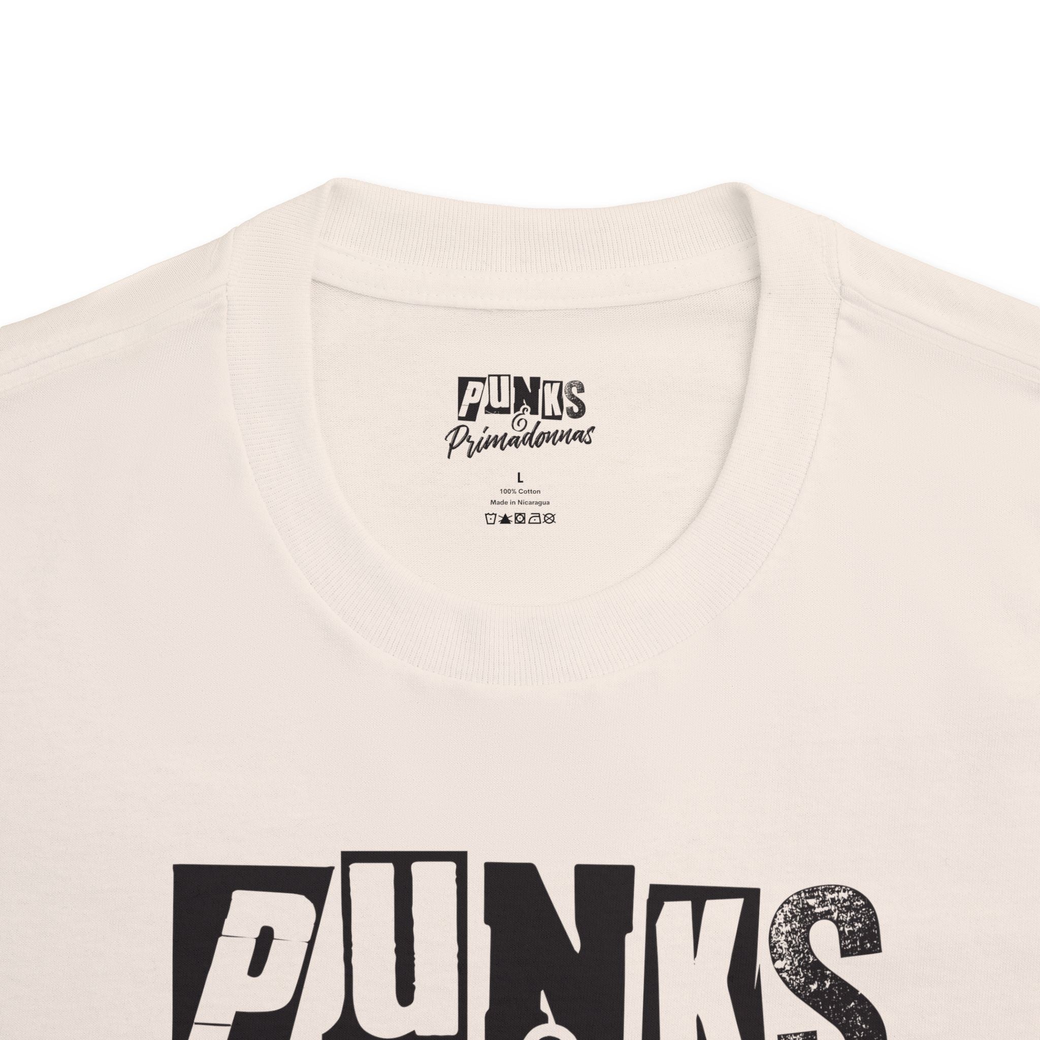 Punks & Primadonnas Graphic Tee — Retro Punk Band Script T-Shirt
