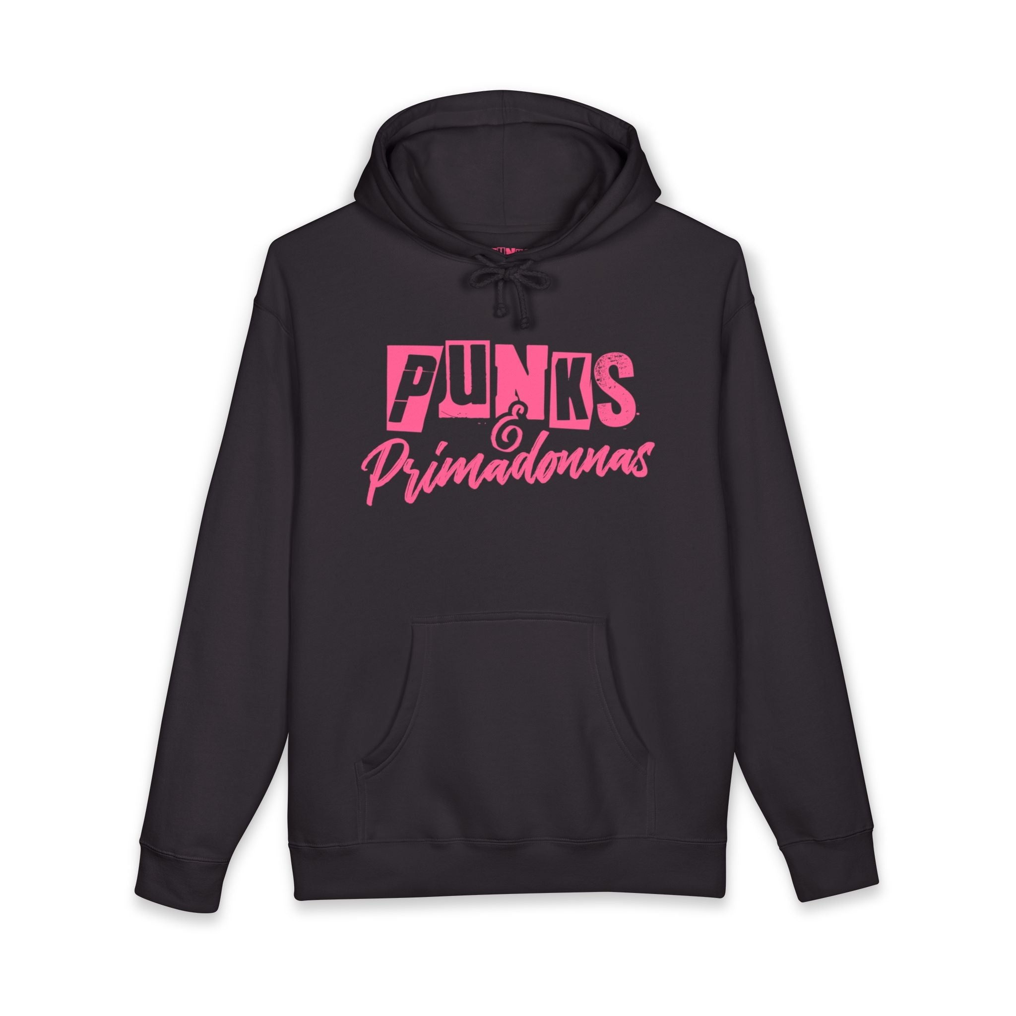 Punks & Primadonnas Hoodie — Pink Retro Safety Pin Punk Graphic