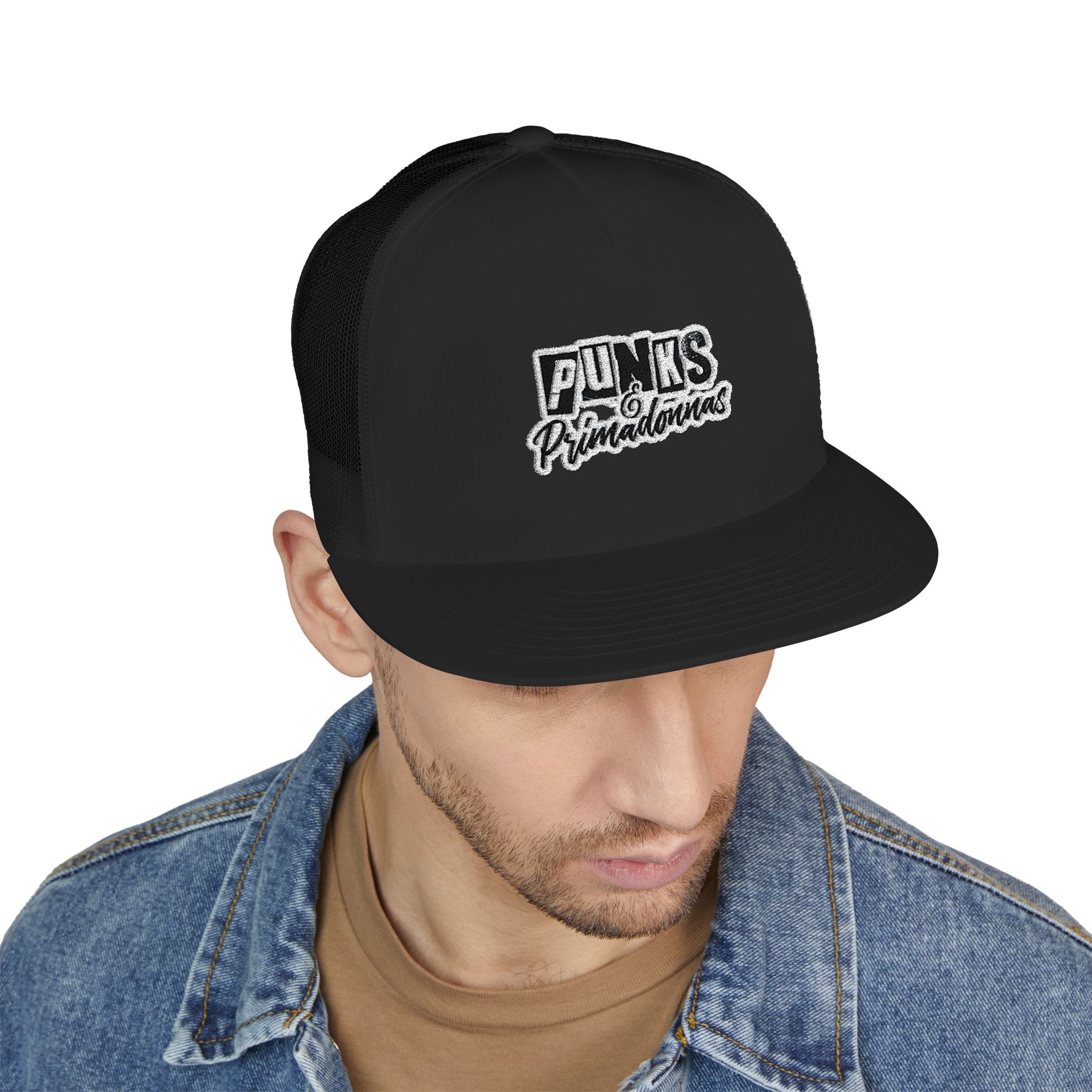 Trucker Cap - All Black with White & Black Logo