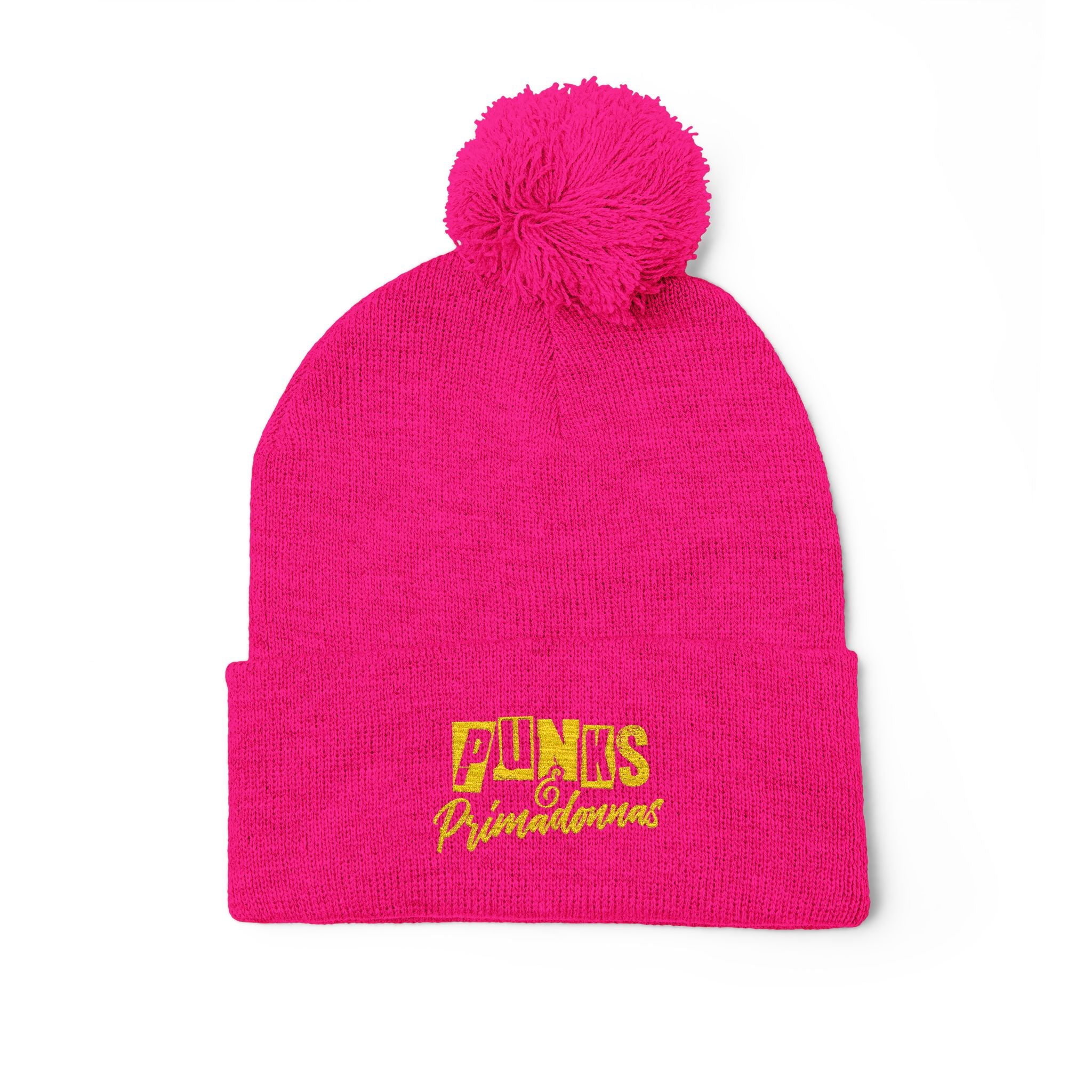 Pom-Pom Knit Beanie — Pink