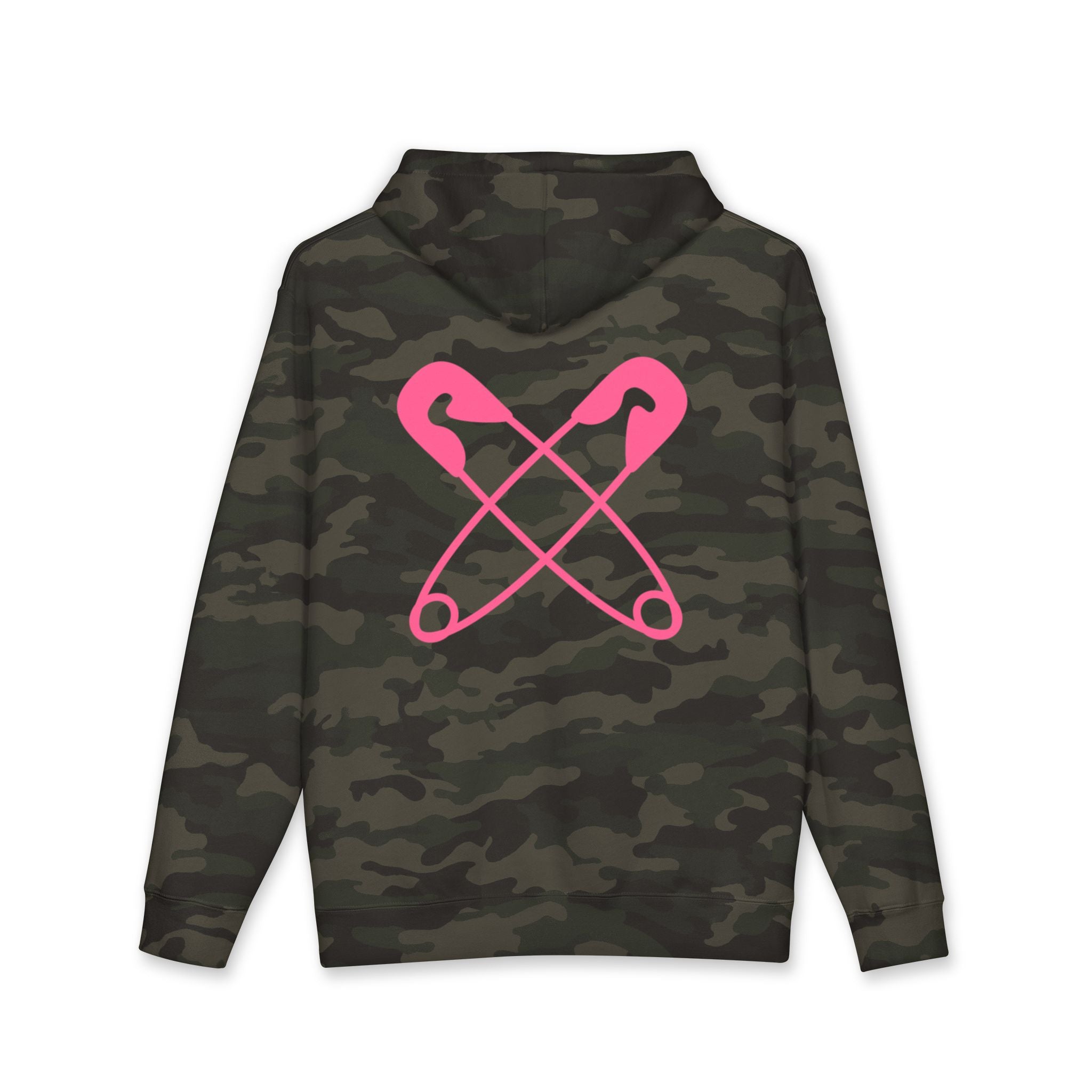 Punks & Primadonnas Hoodie — Pink Retro Safety Pin Punk Graphic