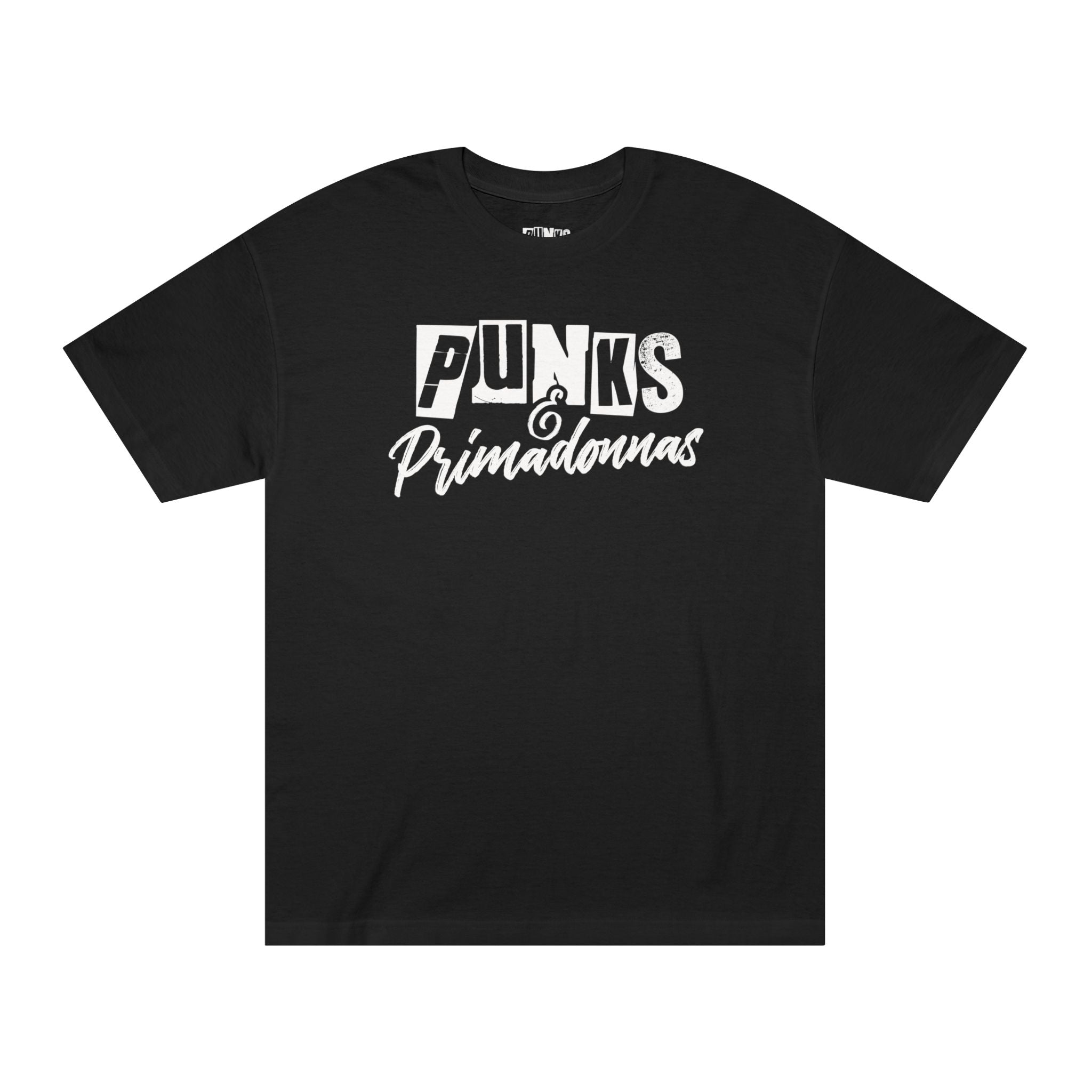 Punks & Primadonnas Graphic Tee — Retro Punk Band Script T-Shirt
