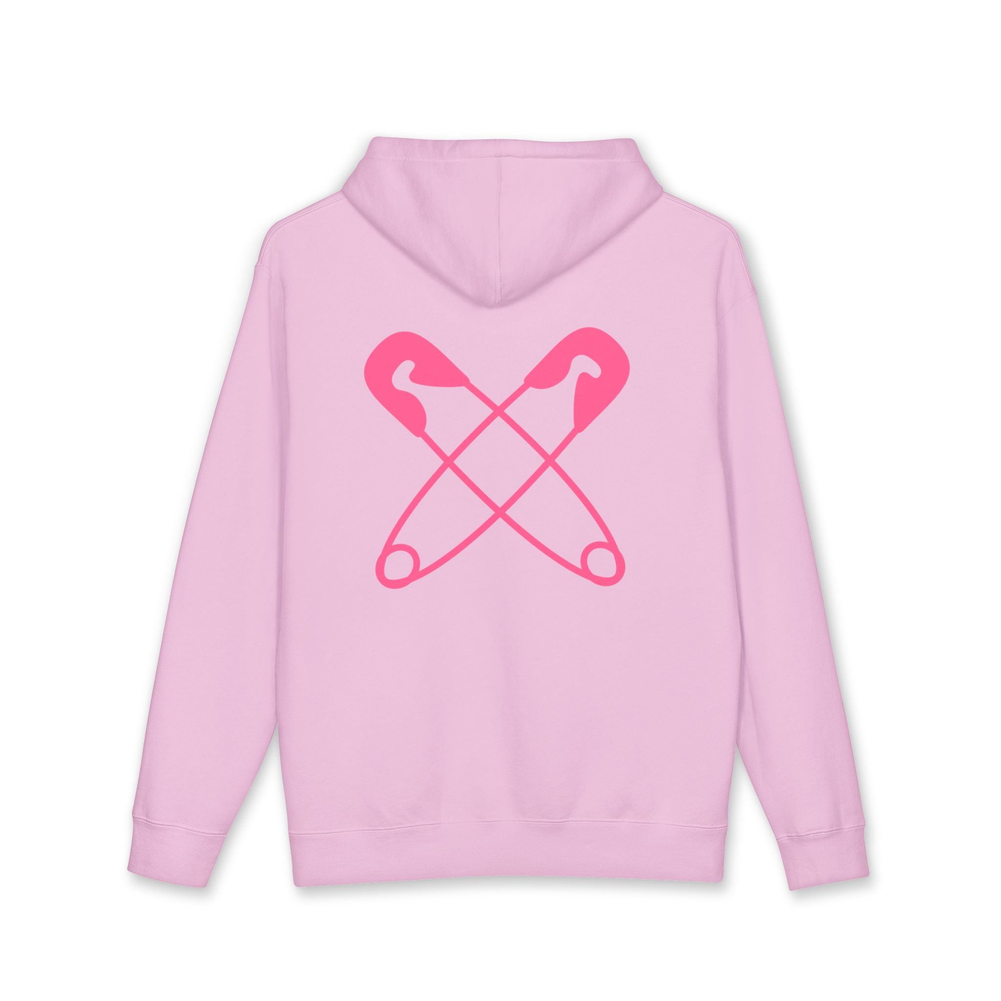 Punks & Primadonnas Hoodie — Pink Retro Safety Pin Punk Graphic