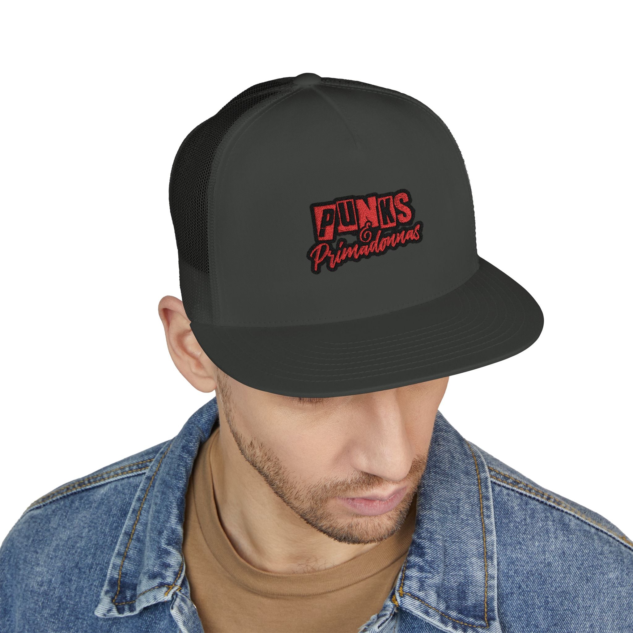 Trucker Cap - Charcoal with Red Logo