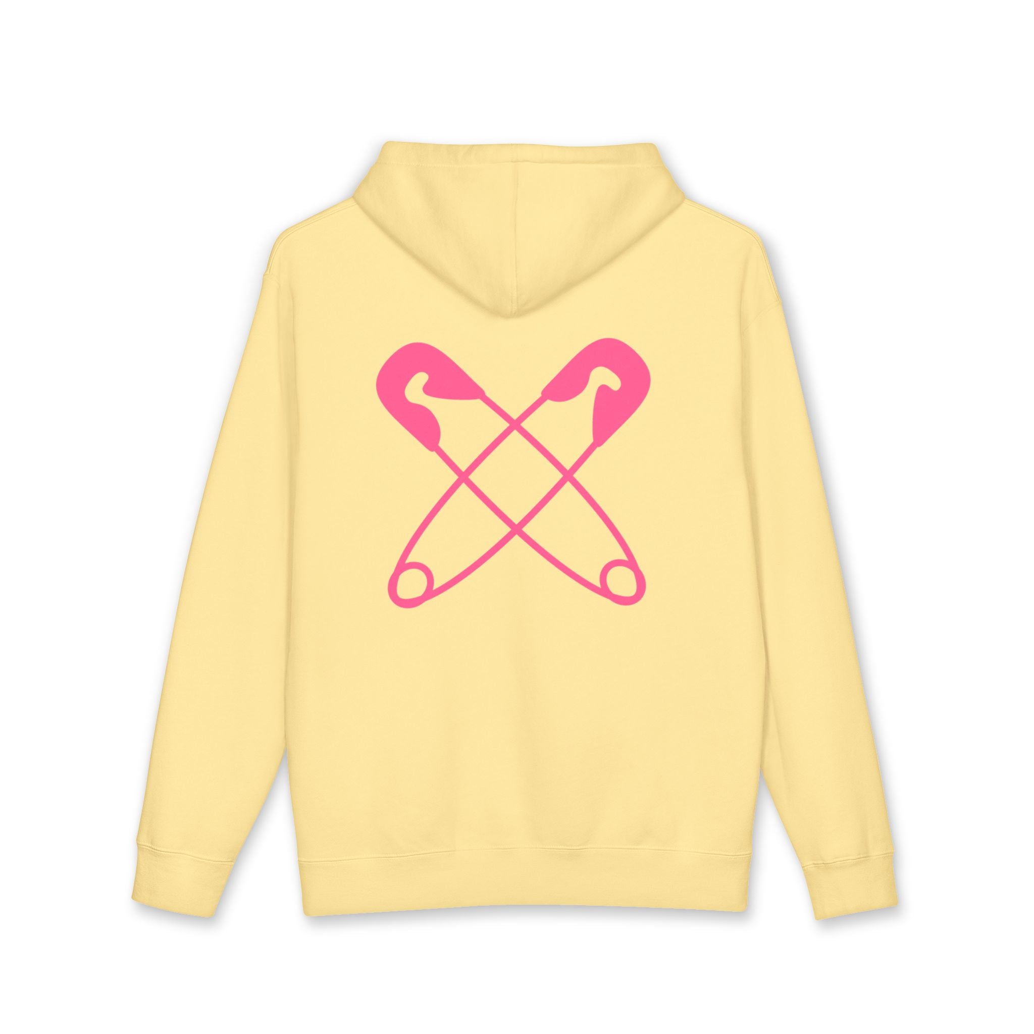 Punks & Primadonnas Hoodie — Pink Retro Safety Pin Punk Graphic