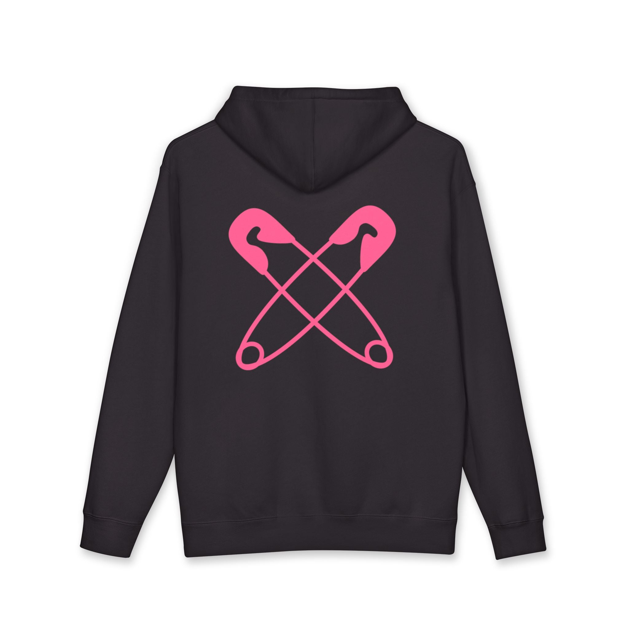 Punks & Primadonnas Hoodie — Pink Retro Safety Pin Punk Graphic