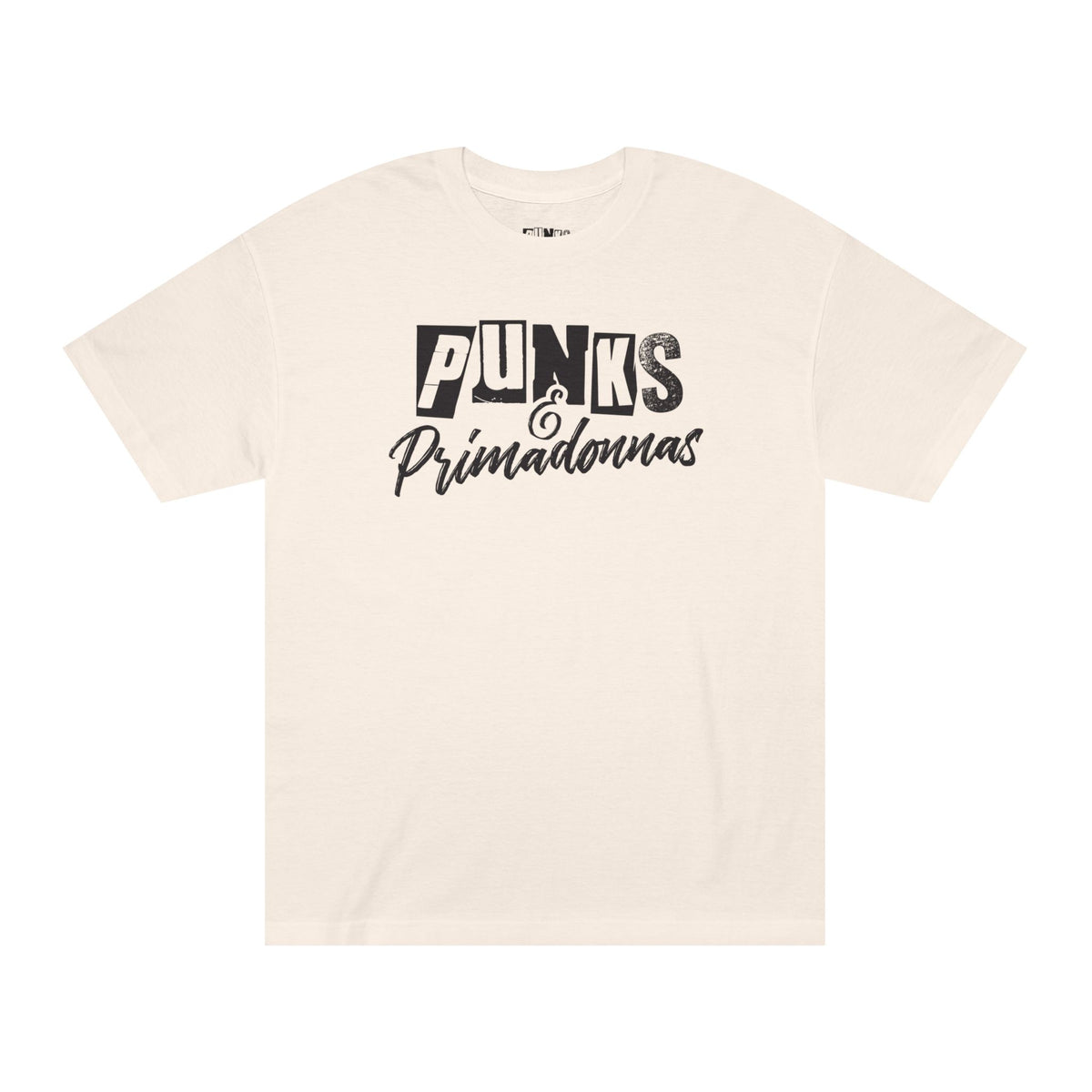 Punks & Primadonnas Graphic Tee — Retro Punk Band Script T-Shirt
