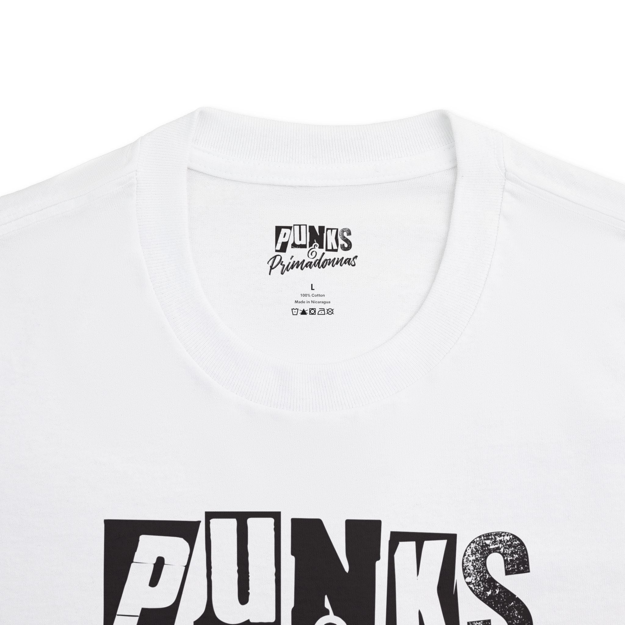 Punks & Primadonnas Graphic Tee — Retro Punk Band Script T-Shirt