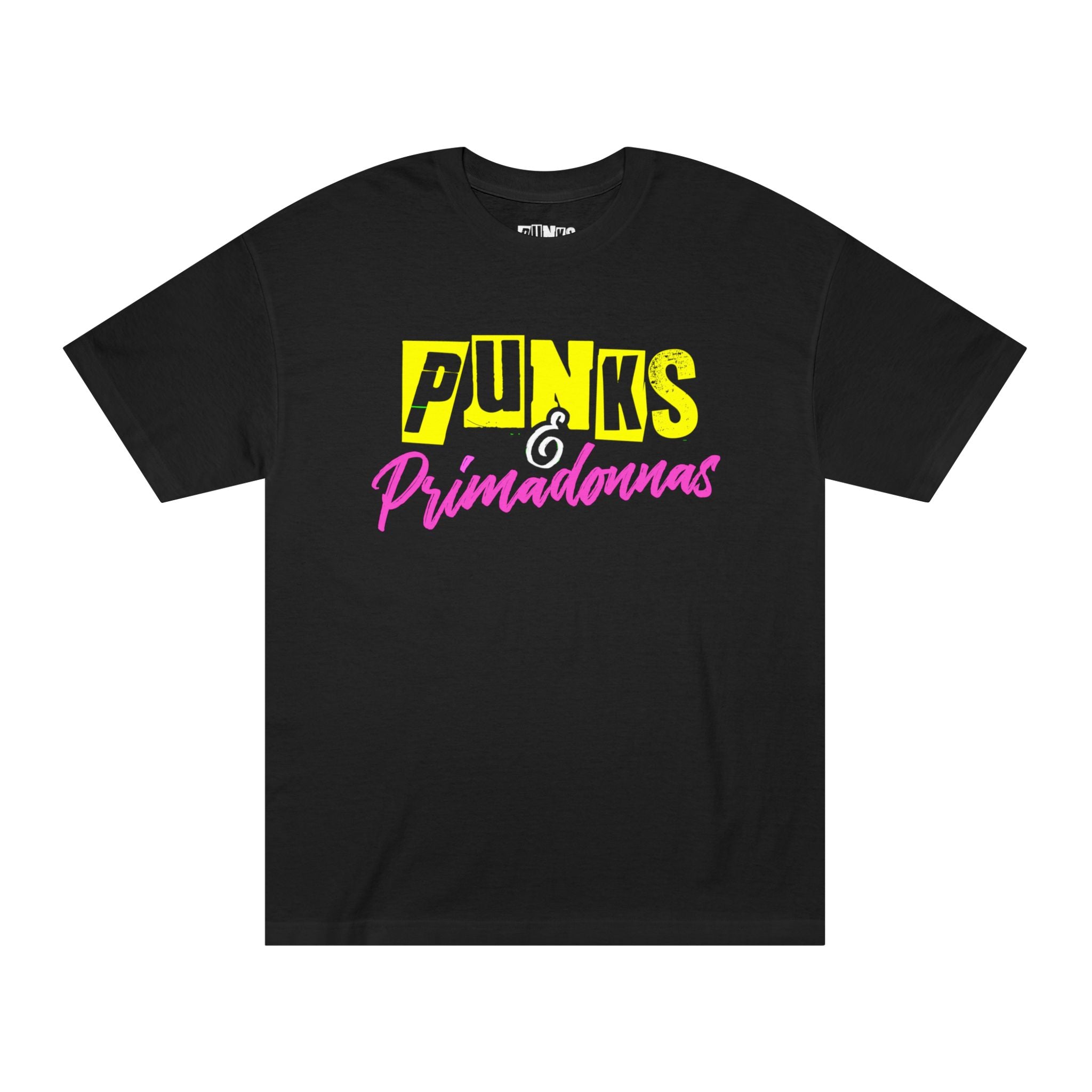 Punks & Primadonnas Classic Tee: Pink & Yellow
