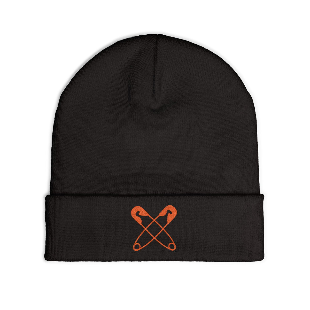 Embroidered Safety Pins Knit Beanie — Cozy Punk Urban Winter Hat