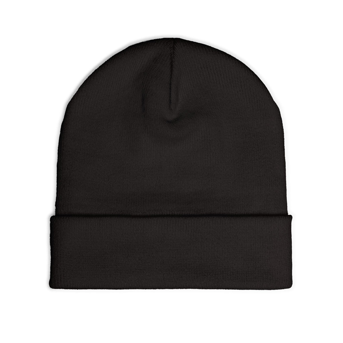 Embroidered 'Punks & Psychos' Knit Beanie — Black Cuffed Winter Hat