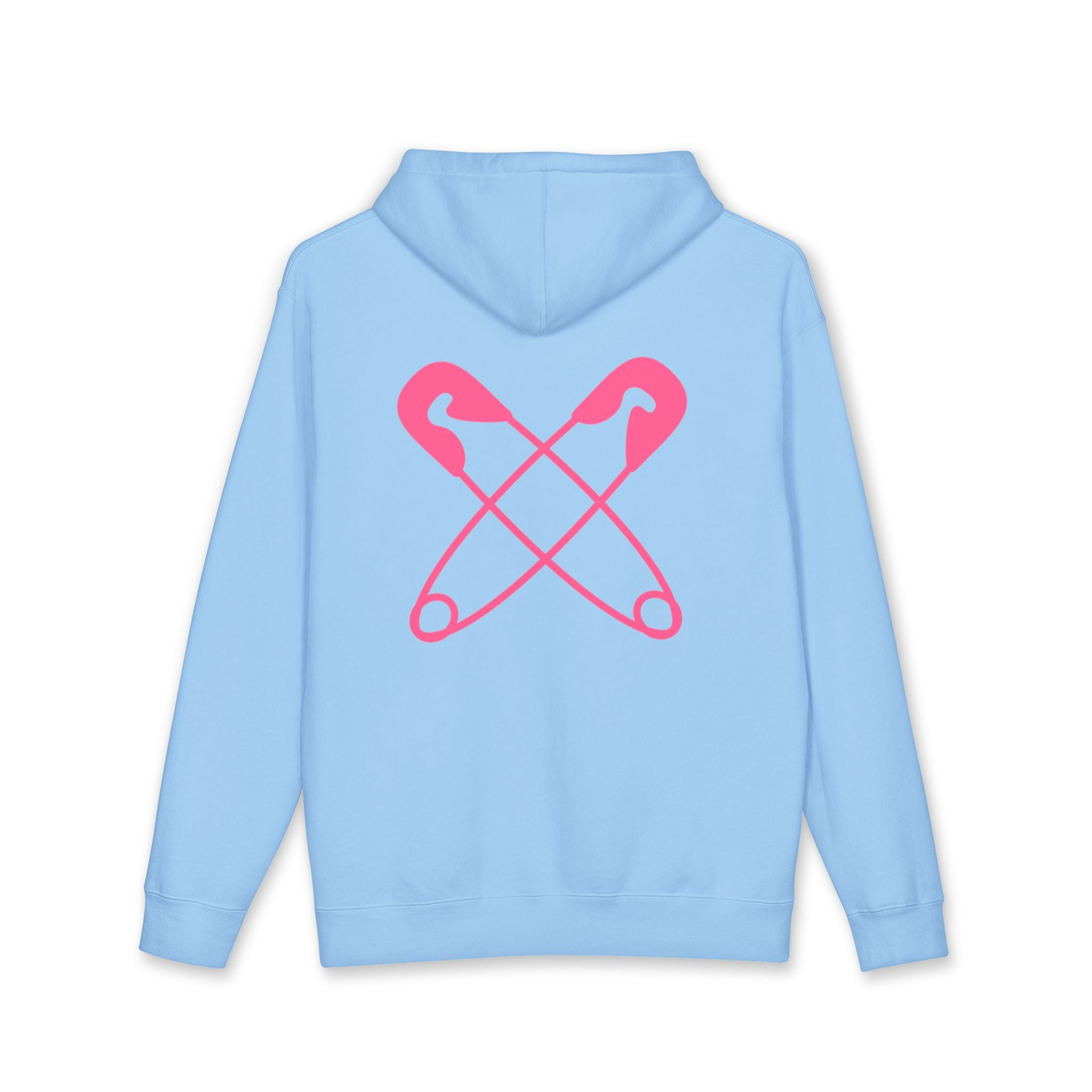 Punks & Primadonnas Hoodie — Pink Retro Safety Pin Punk Graphic