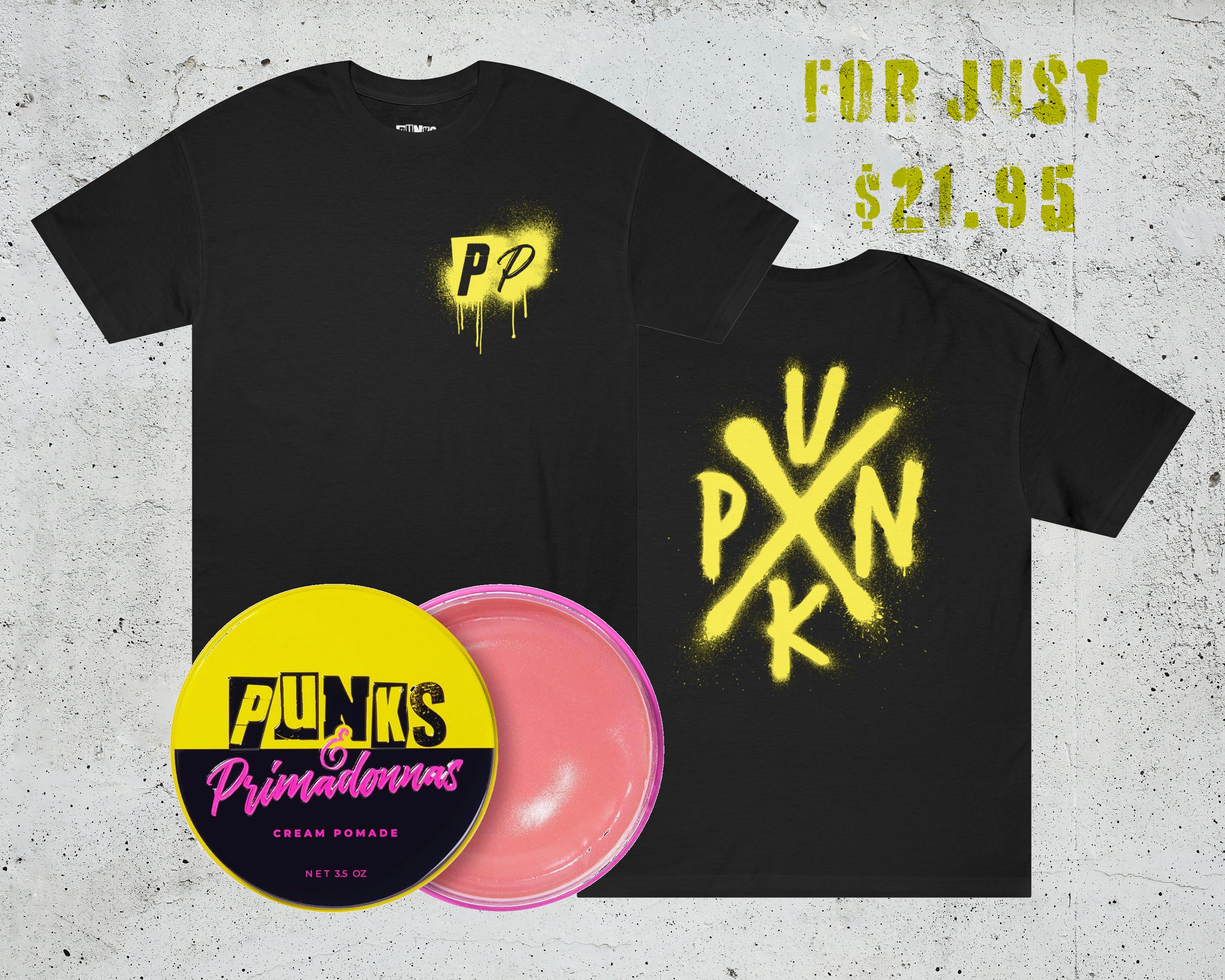 Pomade + T-Shirt Promotion (Yellow Spraypaint)